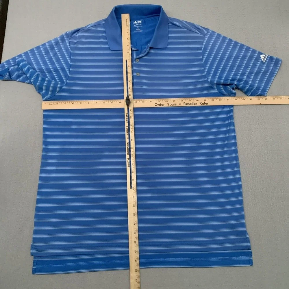 Adidas Golf Polo Climalite Mens XL Blue Horizontal Stripes‎ Wicking Quick Dry